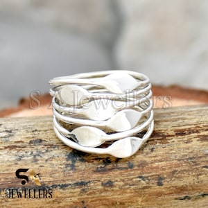 Handmade Sterling Silver Leaf Wraparound Ring: Wide Band Statement Jewelry