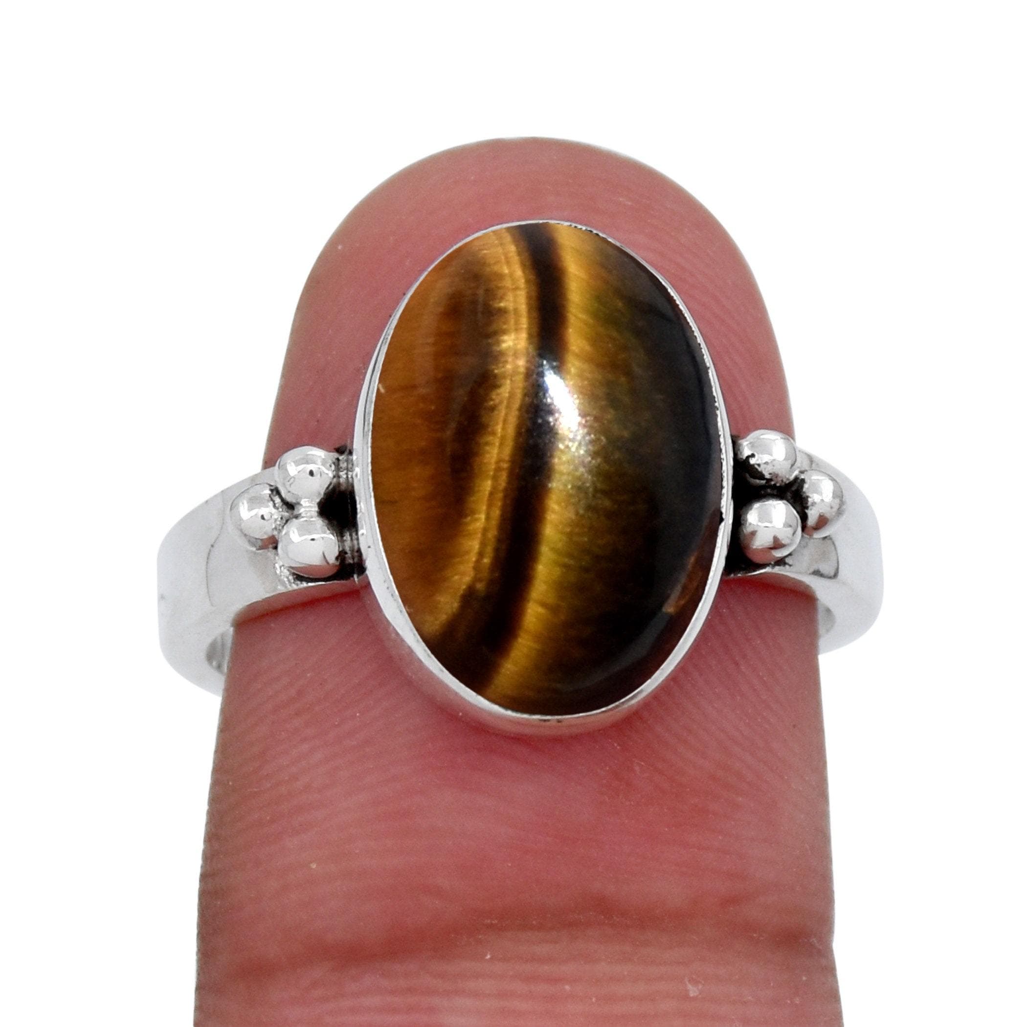 Handmade Oval Tiger Eye Ring: 925 Sterling Silver Bezel - Etsy
