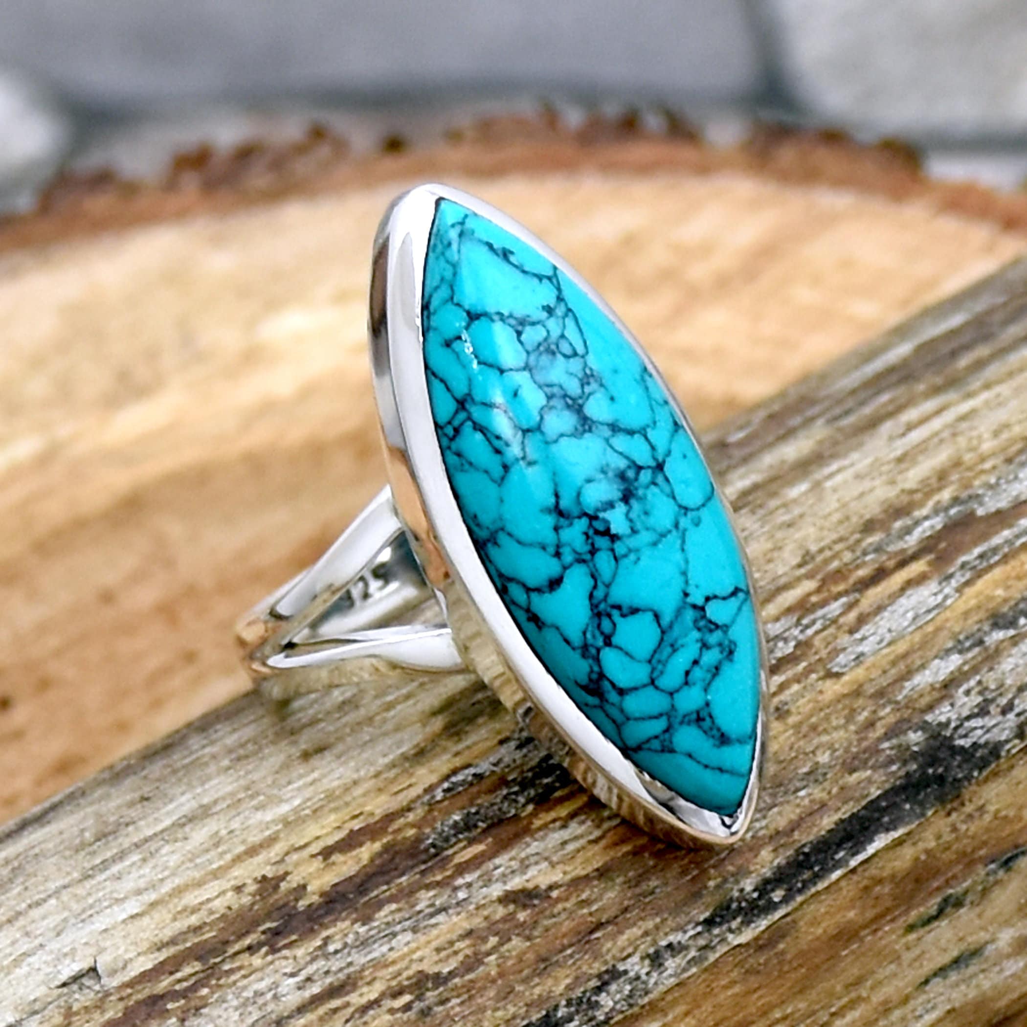 Anillo De Diseño De Granada Hecho A Mano, Turquesa, Granate, Joyería De Granada, Anillo De
