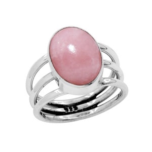 Pink Opal Ring: Handmade 925 Sterling Silver Boho Ring