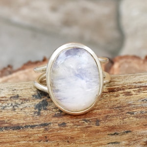 Genuine Moonstone Ring, 925 Sterling Silver Ring, Handmade Moonstone Ring, Rainbow Moonstone Ring, Anniversary Ring, Boho Ring, Gift For Her