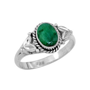 Boho Statement Ring ,Emerald Ring, Handmade, Bohemian Ring ,Bohemian Indian Emerald Ring -Rings -Gift for Her, 925 Sterling Silver Ring