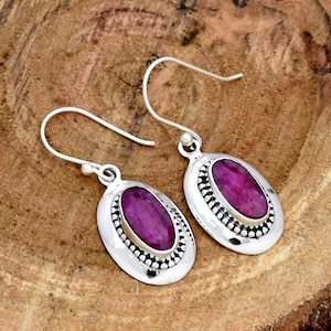 Indischer Rubin Ohrring, 925 Sterling Silber, handgemachte filigrane Ohrringe für Mädchen, Statement Ohrring, Braut Ohrringe, Boho Ohrringe