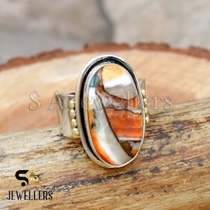 Oyster Turquoise Ring: Handmade 925 Sterling Silver Wide Band