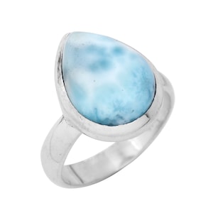 Dominican Larimar Ring, Silver Ring, Gemstone Ring, Friendship Ring, Larimar Ring, Engagement Ring, Jewelry Gift For her, Statement Ring