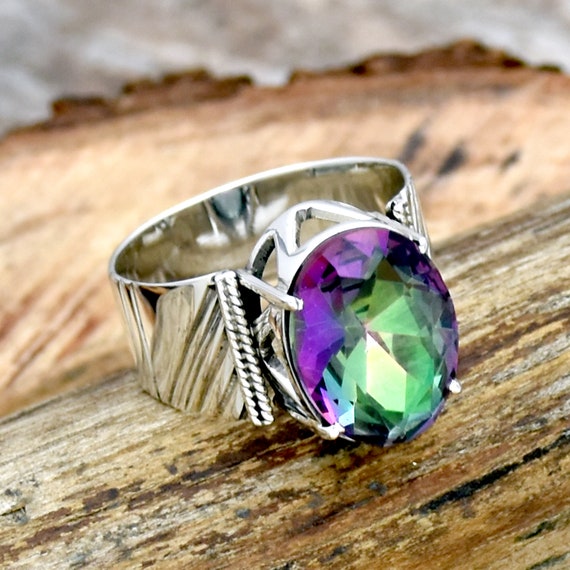 Sterling silver sale mystic topaz ring