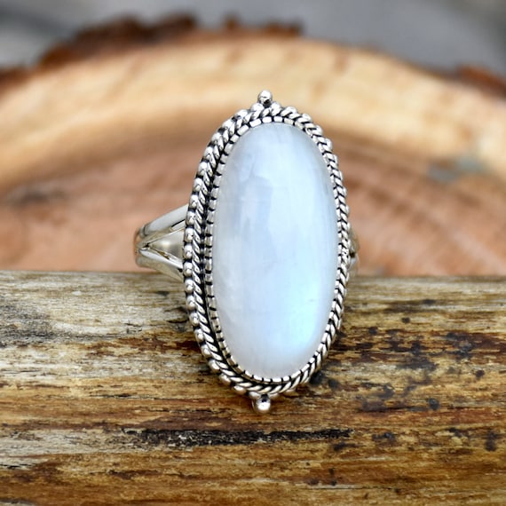 Rainbow Moonstone Ring 925 Sterling Silver Ring Handmade Ring