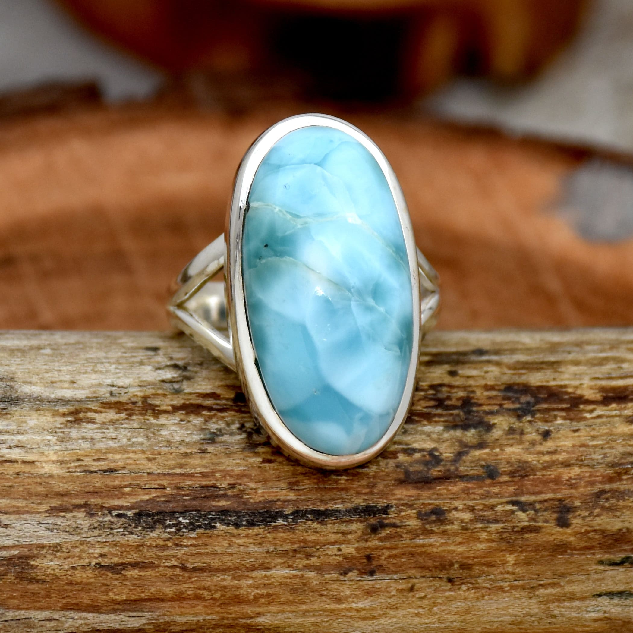 アクセサリー Larimar Silver Ring   used Genuine Larimar Ring, 925 Sterling Silver Ring, Handmade