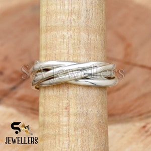 Sterling Silver Interlocked Rolling Ring: Handmade Multi Band