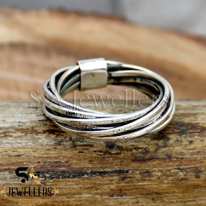 Handmade Wraparound Silver Wire ring Sterling Silver Ring Statement Ring Silver Wire wrap Ring Multi Layer Textured Ring Handmade Jewelry