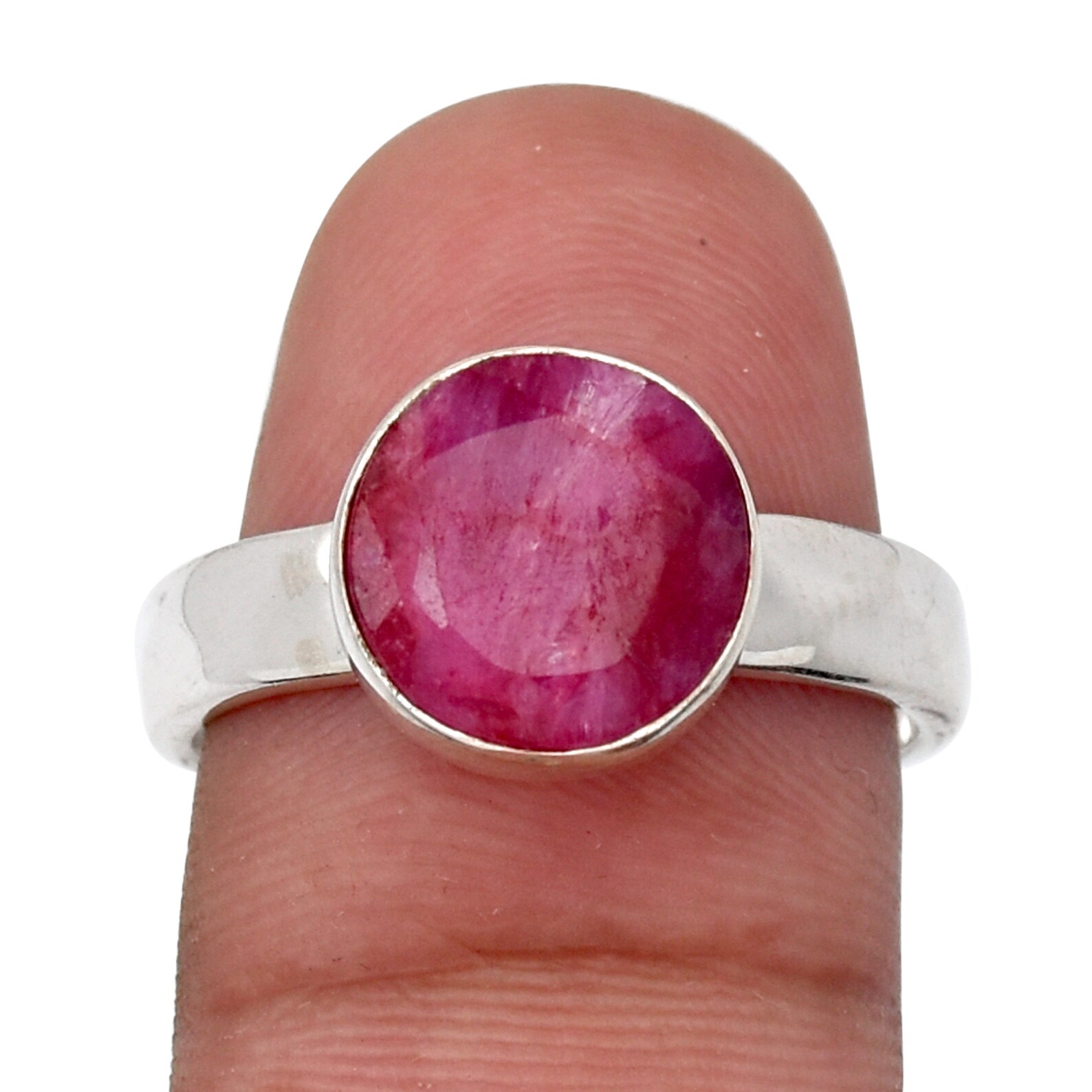 Ruby Ring 925 Silver Ring Round Ruby Ring Gemstone Rings Etsy