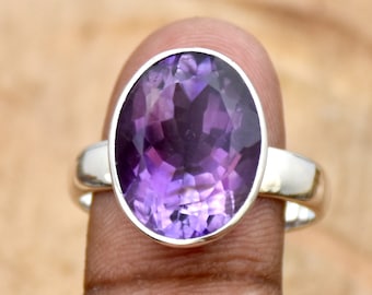 Top Quality Amethyst Ring, 925 Sterling Silver Ring, Handmade Ring, Faceted Amethyst Ring, Anniversary Ring, Promise Ring, Statement Ring