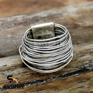 Handmade Wraparound Silver Wire ring Sterling Silver Ring Statement Ring Silver wide wrap Ring Multi Layer Silver Wire Ring Handmade Jewelry