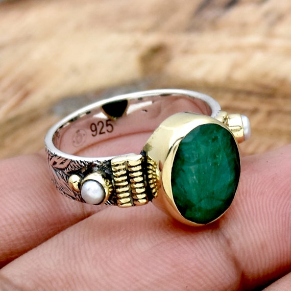 EVERYTHING GEMS Brass Emerald Gold Plated Ring Price in India - Buy  EVERYTHING GEMS Brass Emerald Gold Plated Ring Online at Best Prices in  India | Flipkart.com