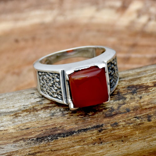 Carnelian Men's Ring 925 Sterling Silver Ring Handmade | Etsy