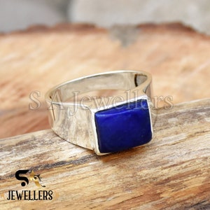 Handmade Lapis Lazuli Ring: 925 Sterling Silver, Blue Gemstone