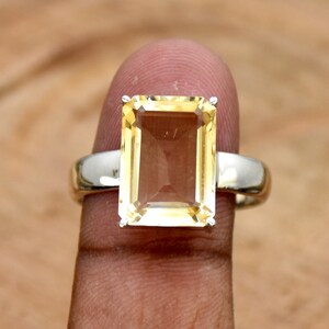Handmade Baguette Citrine Ring: 925 Sterling Silver Statement Jewelry