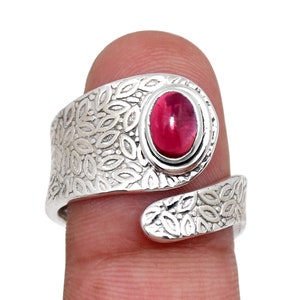 Handcrafted Red Garnet Ring: 925 Sterling Silver Bohemian Jewelry