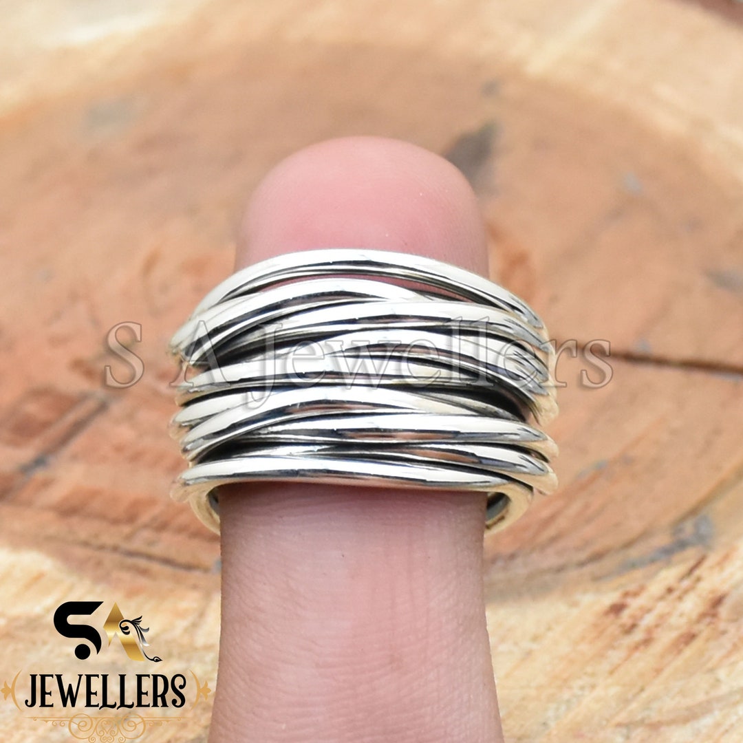 Handmade Sterling Silver Wraparound Ring: Wide Zigzag Statement Ring - Etsy