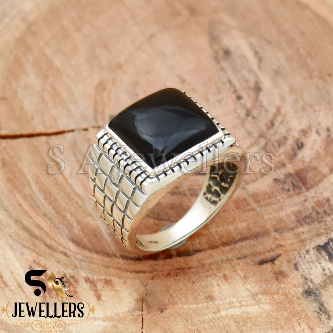 Black Onyx Ring, Men's Ring, 925 Sterling Silver Ring, Handmade Ring ...