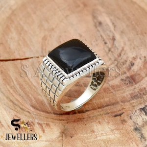 Black Onyx Ring, Men&#39;s Ring, 925 Sterling Silver Ring, Handmade Ring, Wedding Ring, Men Onyx Ring, Oxidised Ring, Handmade Jewelry For Men