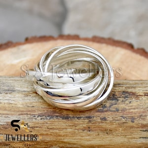 9 Band Rolling Ring, 925 Sterling Silver Ring, Interlocked Ring, Multi Band Rings, Handmade Ring, Wedding Ring, Engagement Ring, Thumb Ring