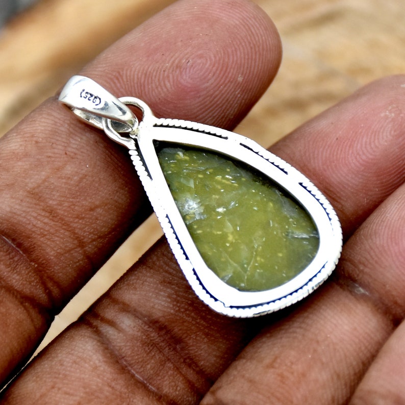 Statement Pendant 925 Sterling Silver Pendant Serpentine Jewelry Serpentine Pendant Handmade Pendant Gift For Her Ready To Ship