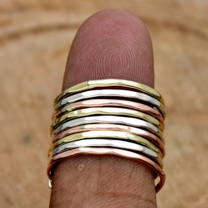 Handmade Wraparound Sterling Silver ring Silver and Brass Ring Two Tone Ring Interlocked Ring Multi Layer Ring Hammered Ring Gift For Her