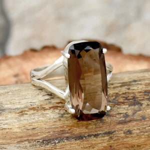 Smoky Quartz  Ring, Handmade Silver Ring, Silver Gemstone Ring, 925 Sterling Silver Ring, Handmade Ring, Dainty Ring