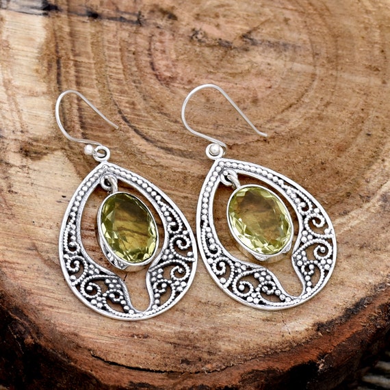 [韓国の人気ジュエリー] 925 silver. Lemon earring Natural Lemon Topaz Earring, 925 Sterling Silver Earrings