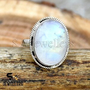 天然ムーンストーンリング：ハンドメイド925スターリングシルバーのステートメントジュエリー