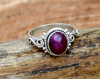 Natural Ruby Ring, 925 Sterling Silver Ring, Handmade Ring, Oval Gemstone Ring, Statement Ring, Anniversary Ring, Filigree Ring Gift For her