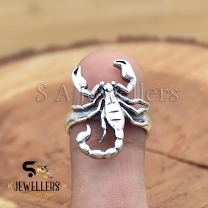 Sterling Silver Scorpion Ring: Unisex Signet, Zodiac Jewelry