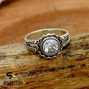 Handmade Sky Blue Topaz Ring: Sterling Silver Boho Statement Ring