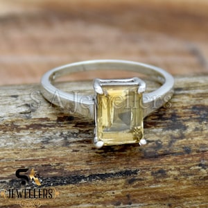 Natural Citrine 925 Sterling Silver Ring - Handmade Minimalist Statement
