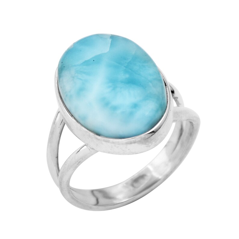 Dominican Republic Larimar Ring 925 Solid Silver Ring Etsy