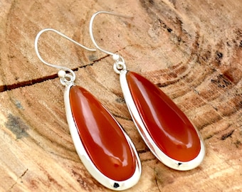 Carnelian Earrings, 925 Sterling Silver Earring, Handmade Earrings, Dangle Earrings, Carnelian gemstone earrings, Handmade Jewelry