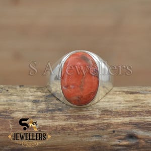 Sponge Coral Sterling Silver Men&#39;s Ring: Handmade Statement Jewelry