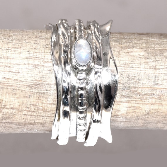 Moonstone Spinner Ring 925 Sterling Silver Band & Handmade Ring All Size g-187