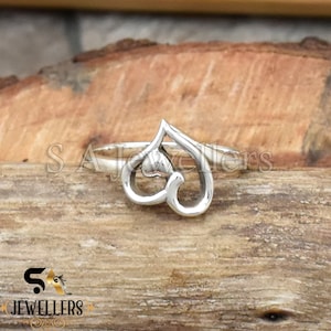 925 Sterling Silver Heart Ring: Handmade Promise Ring