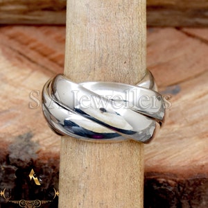 4 Band Rolling Ring, 925 Sterling Silver, Interlocked Ring, Multi Band, Handmade Ring, Rustic Wedding Ring, 5mm Thick Band, Gift For Her