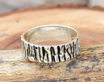 Tree Bark Ring, 925 Sterling Silver Ring, Engagement Band For Men And Women, Rustic Silver Ring, Wedding Ring, Dainty Ring, Gift For Her/Him