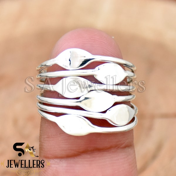 Handmade Wraparound, 925 Sterling Silver Ring, Leaf Silver Wire Ring, Statement Ring, Silver Wide Wrap Ring, Multi Layer Handmade Jewelry.