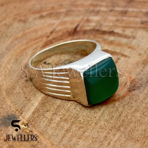 Green Onyx Ring, Men&#39;s Ring, 925 Sterling Silver Ring, Handmade Ring, Wedding Ring, Bohemian Ring, Anniversary Ring, Green Gemstone Rings.