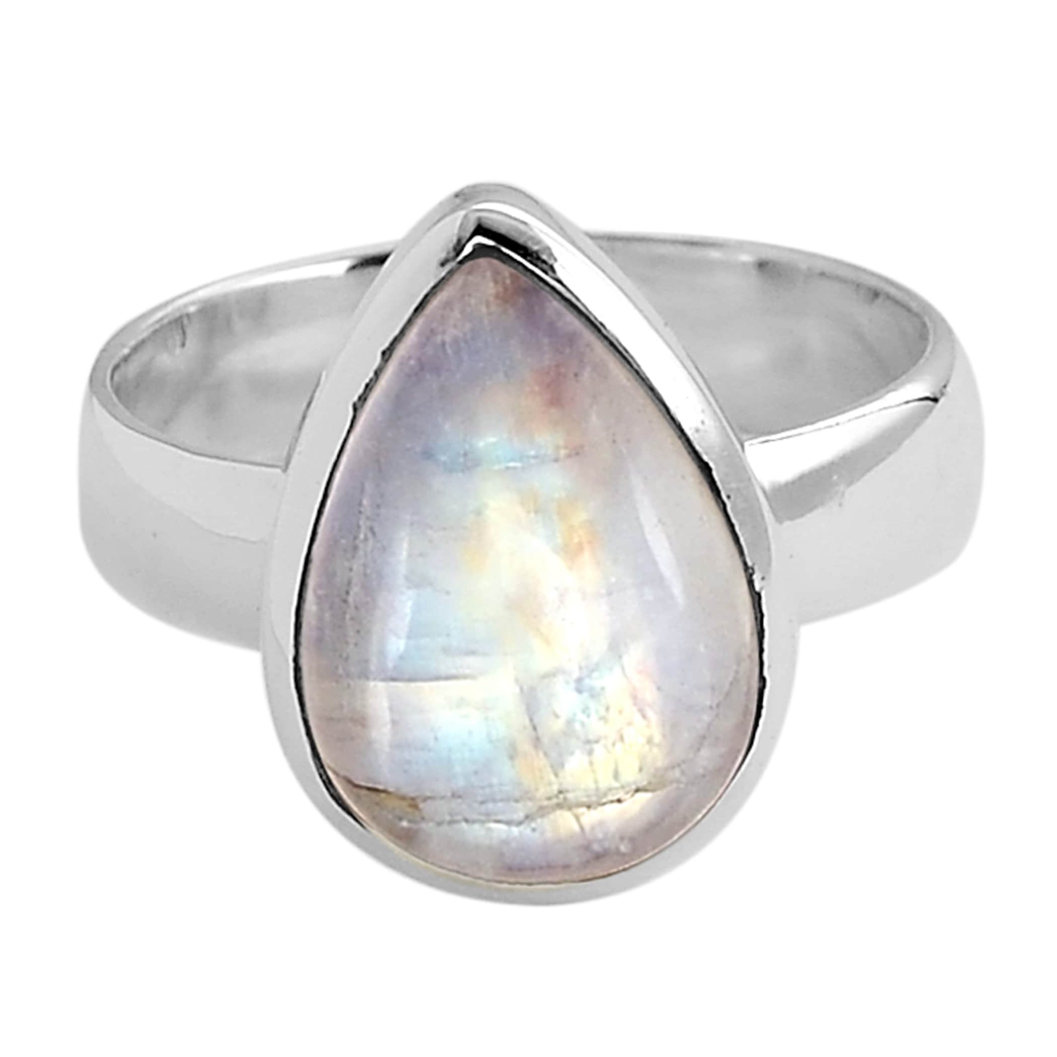 Natural Rainbow Moonstone RingBlue Fire Moonstone Etsy