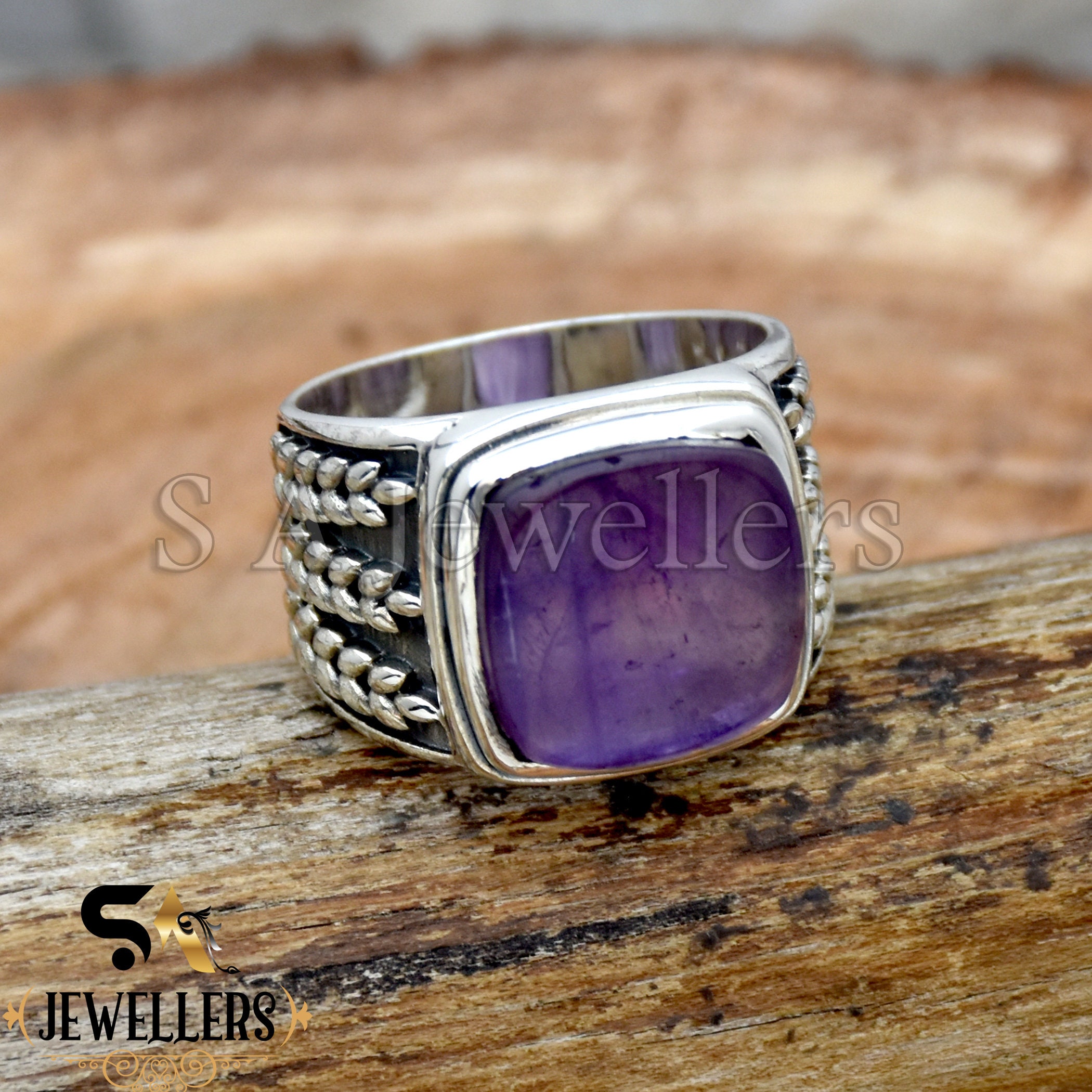 Anello Con Ametista Naturale, Fatto A Mano In Argento Sterling - Foto 5