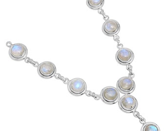Rainbow Moonstone Necklace: 925 Sterling Silver Pendant, Handmade Gemstone Jewelry
