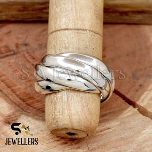 5 Rolling Ring, 925 Sterling Silver, Interlocked Ring, Handmade Ring, Promise Ring, Women Wedding Ring, Thick Band Ring, Gift For Her/Him