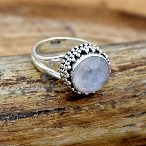 Natural Moonstone Ring, 925 Sterling Silver Ring, Handmade Ring, Round Gemstone Ring, Filigree Ring, Anniversary Ring, Wedding Gift For Her