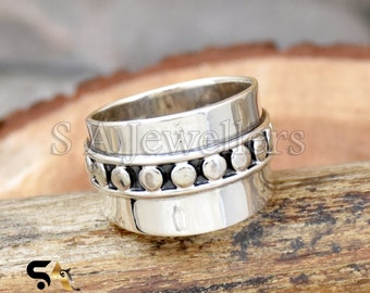 Silber breiter Bandring, handgemachter Ring, 925 Sterling Silber Ring, Boho Ring, Ehering, Daumenring, Jahrestag Ring, Geschenk für Sie/Ihn
